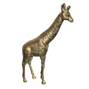 Large Brass Giraffe Statue 15" Sculpture Figurine Africa Jungle Safari Wildlife